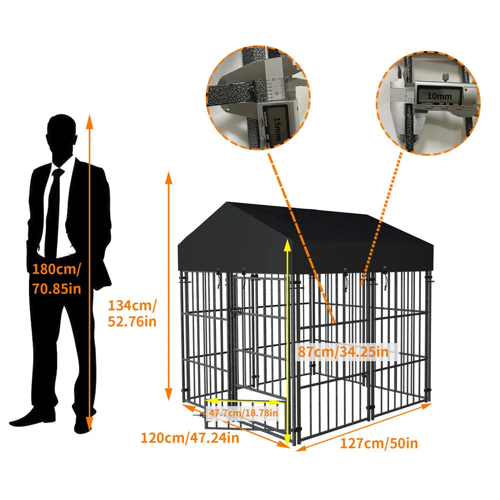 BORWART Heavy Duty Dog Kennel Welded Metal Playpen Roof Cover