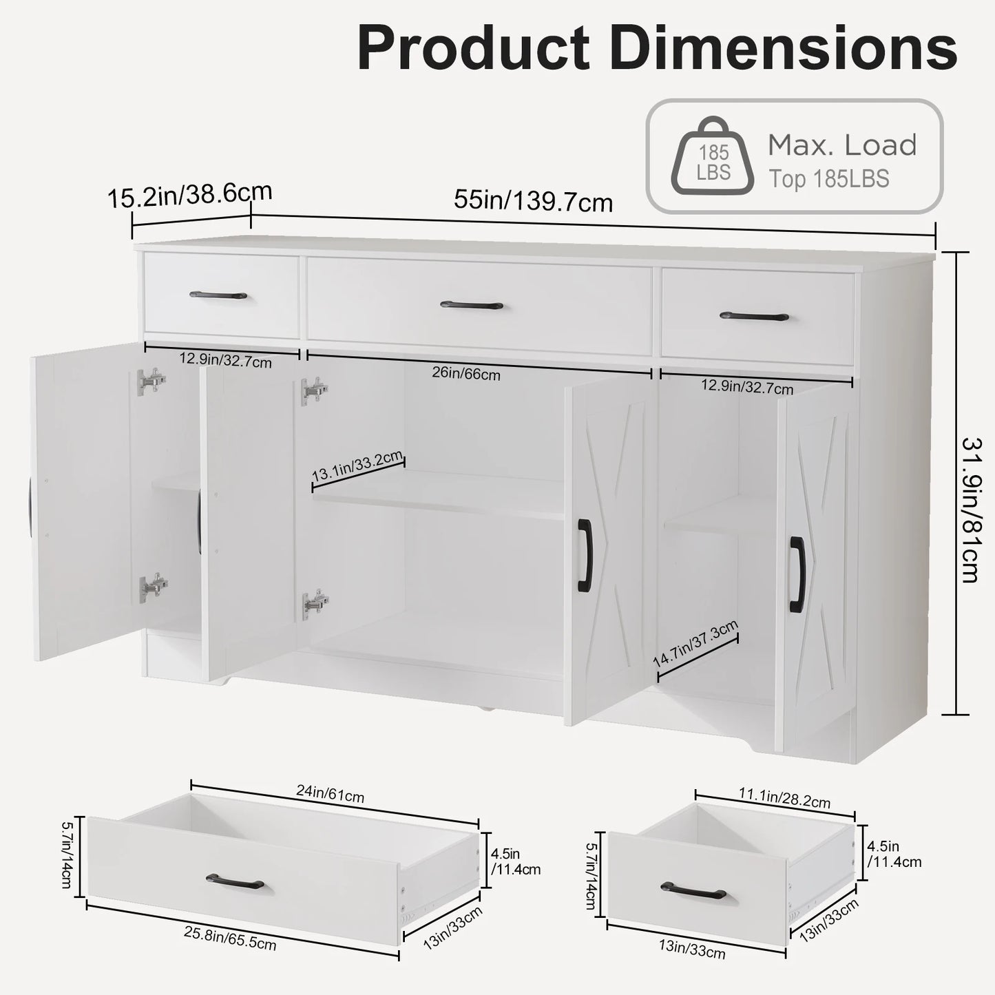 Huisenitre Farmhouse Buffet Cabinet With Coffee Bar Station