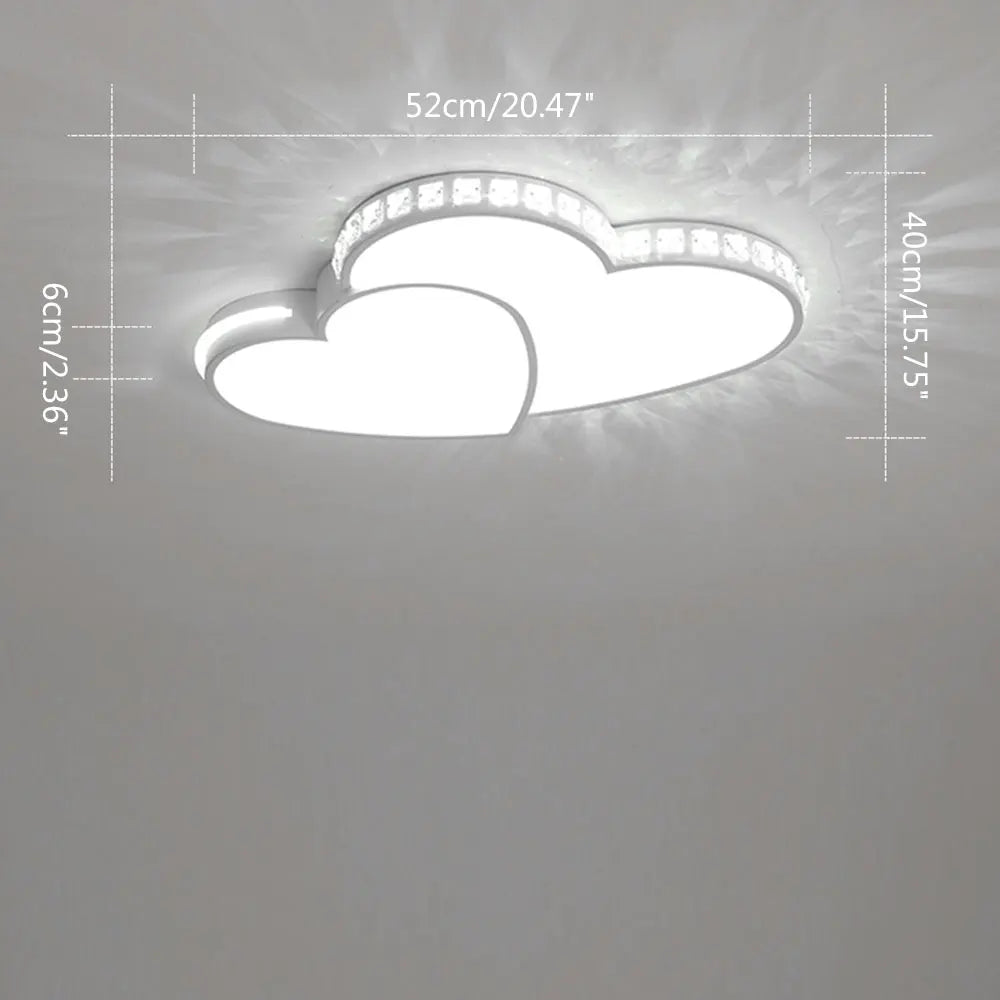 Heart Shaped Crystal LED Ceiling Light Flush Mount for Kids Rooms