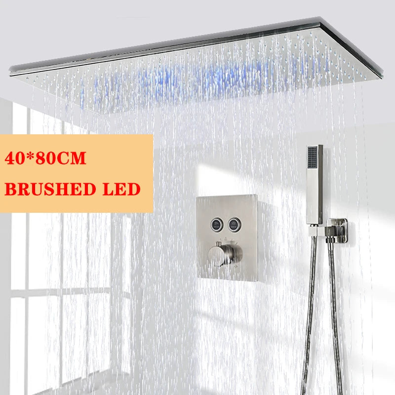 Wanmivezlo LED Brass Rainfall Shower Head Wall Mounted