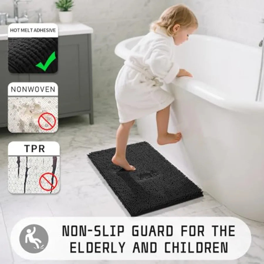 Chenille Bathroom Mat Washable Super Soft Quick Dry Non Slip