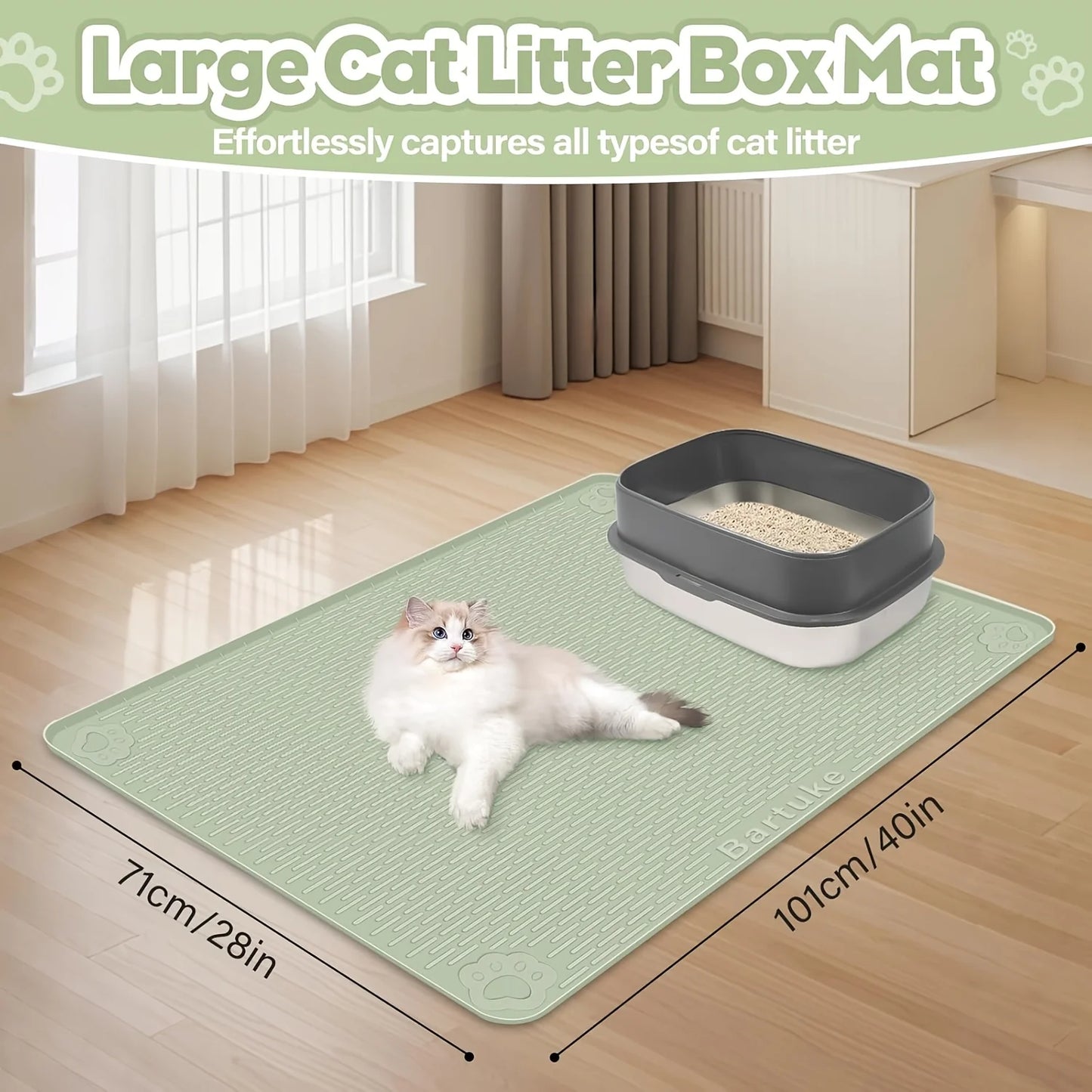 Bartuke Silicone Cat Litter Mat For Scatter Control