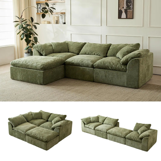 Yeflixvrau Modern Cloud L Shaped Sofa Sectional With Ottoman