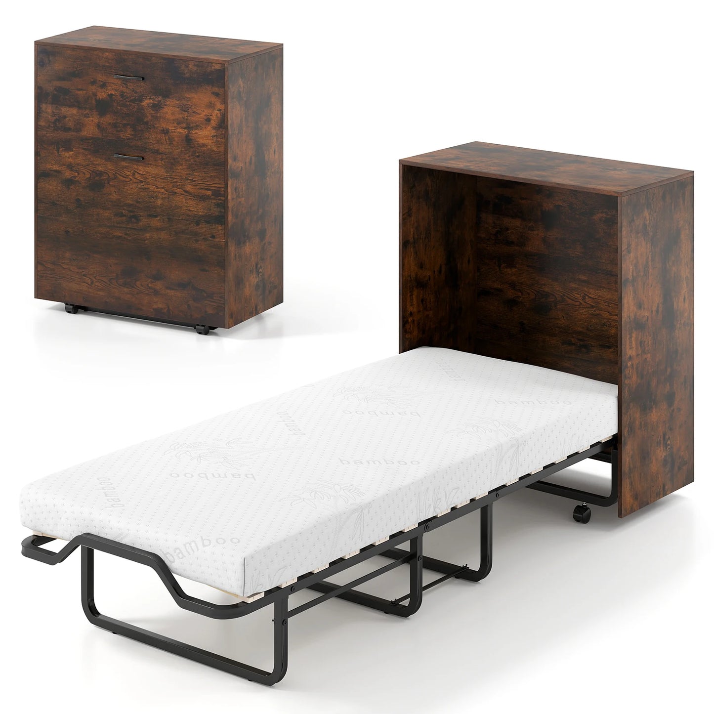 HOMASIS Cot Murphy Bed Cabinet With Foldable Bed Unit