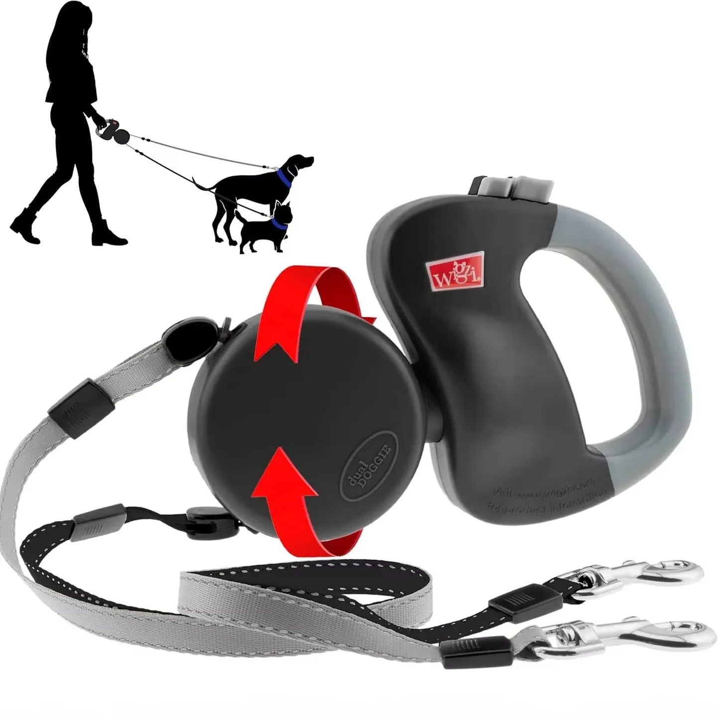 Dual-Head Self-Retracting Dog Leash With 360 Rotating Lead