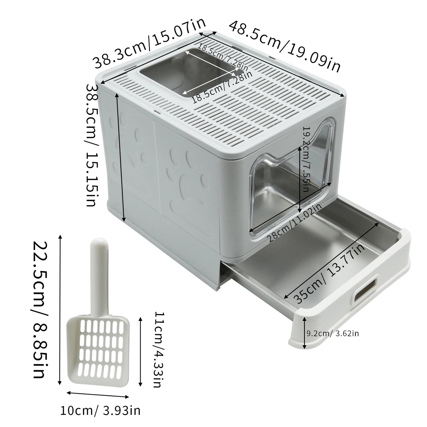 Enclosed Stainless Steel Cat Litter Box With Lid Top Entry