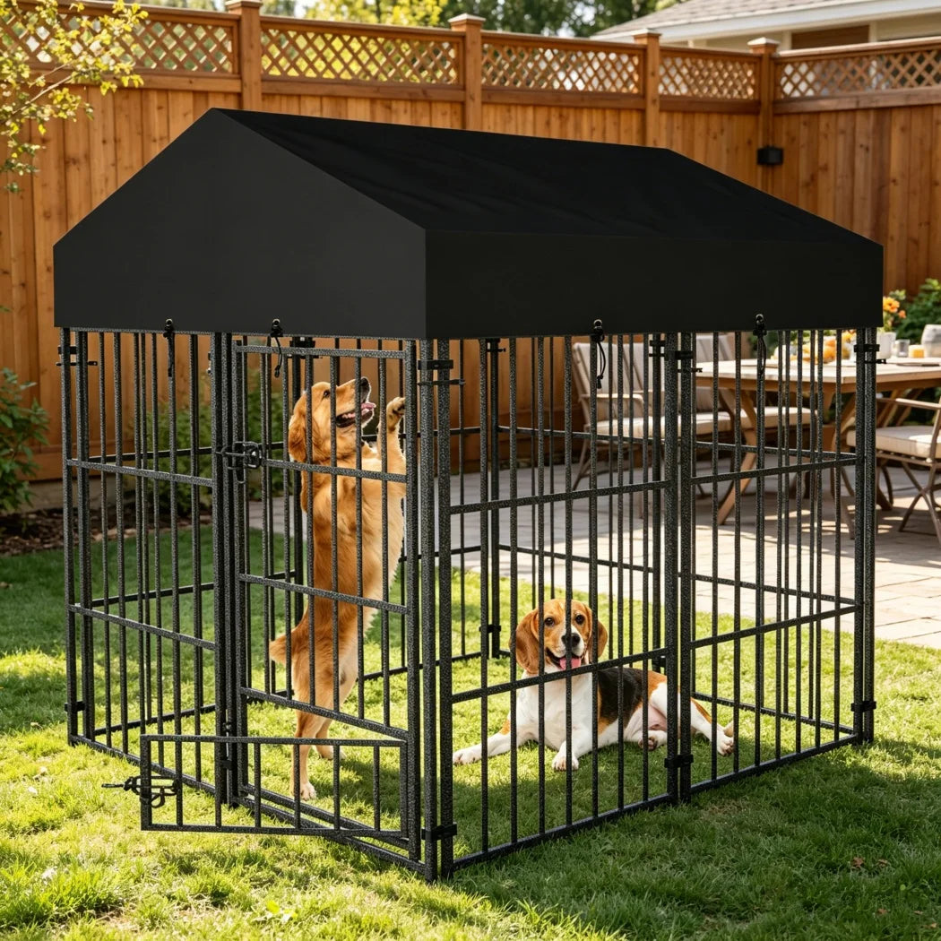 BORWART Heavy Duty Dog Kennel Welded Metal Playpen Roof Cover