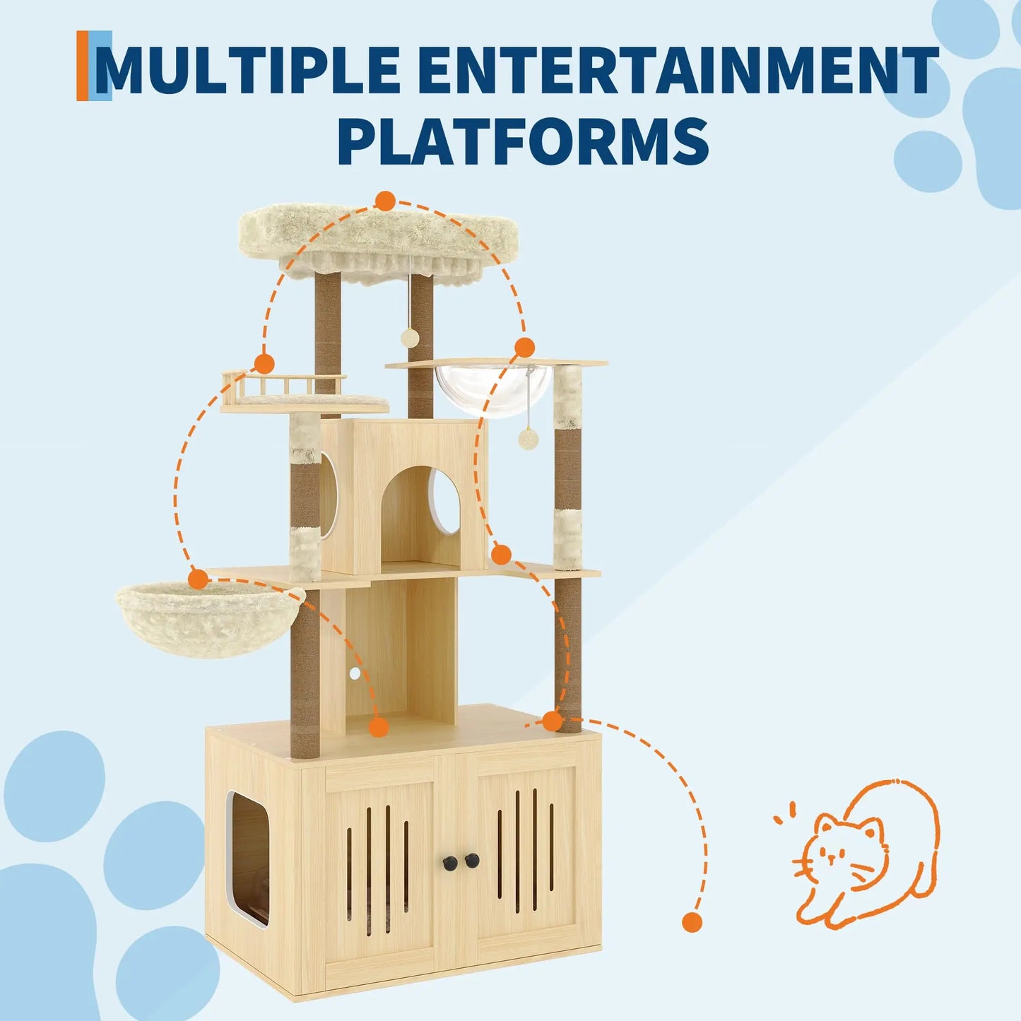 Studyset Cat Tree With Litter Box Enclosure Multi Level Cat Tower