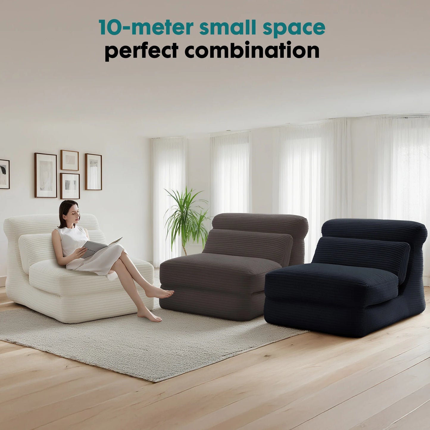 JHK Ergonomic Folding Sofa Bed With Back Lumbar Support