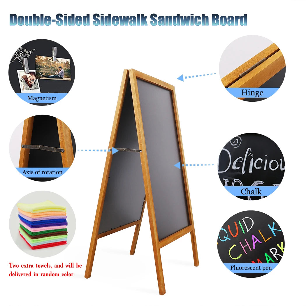 Outdoor Wooden Advertising Chalkboard Double Sided Easel