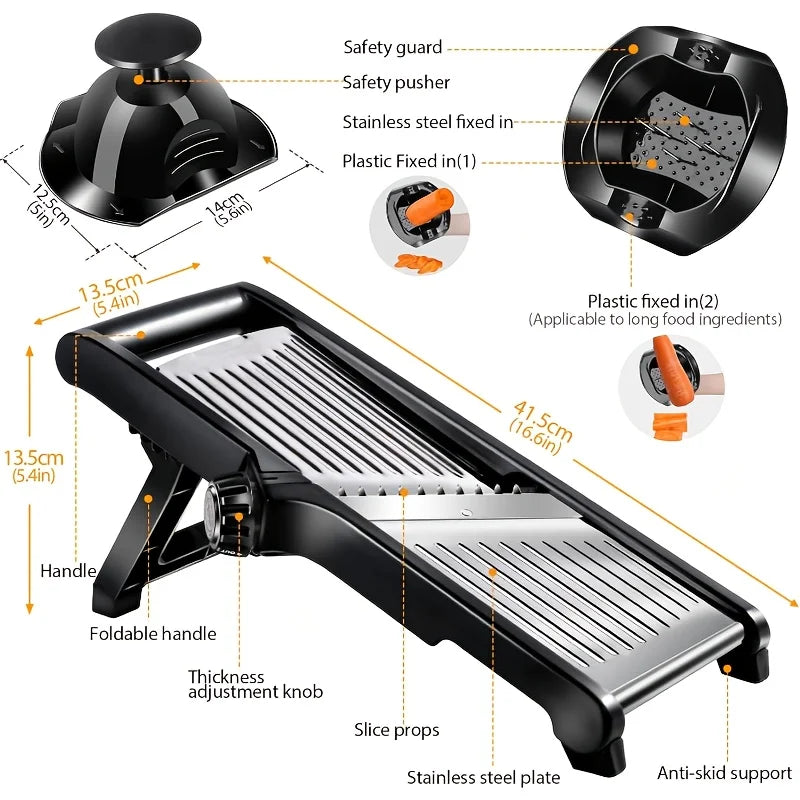 AEDG Stainless Steel Mandoline Slicer With 5 Blades And Guard