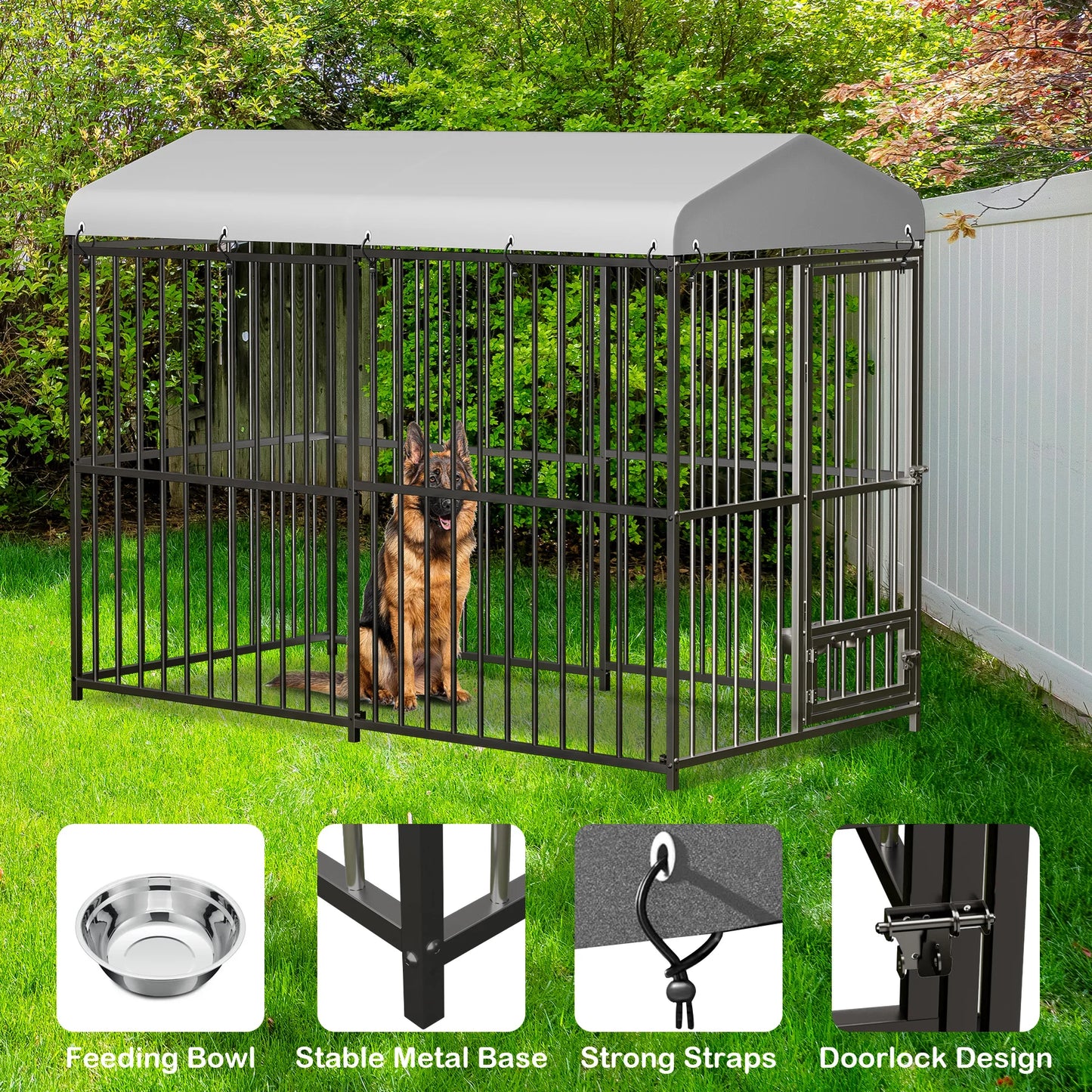 HiMISS Galvanized Dog House Kennel Outdoor UV Water Resistant Cover