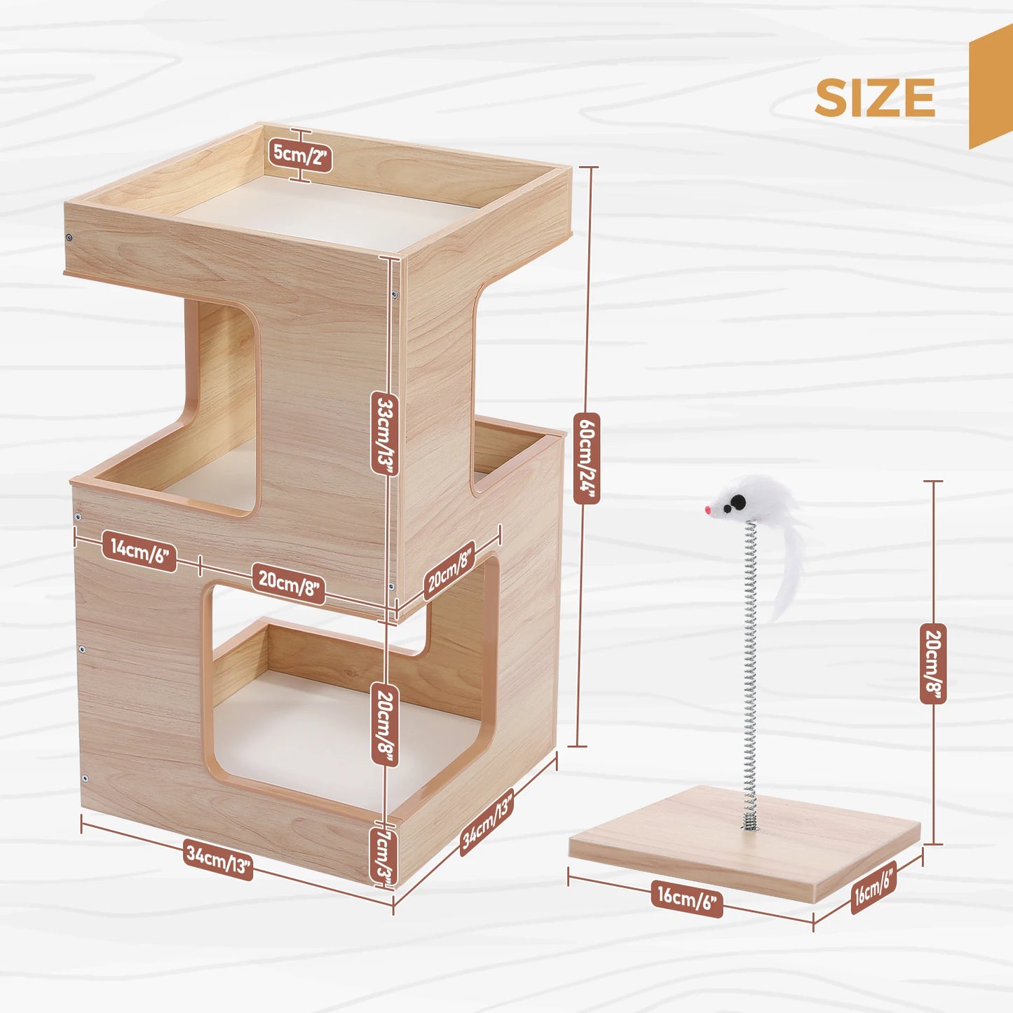 PAWZ Road Wood Cat Condo Bed With Removable Soft Mats