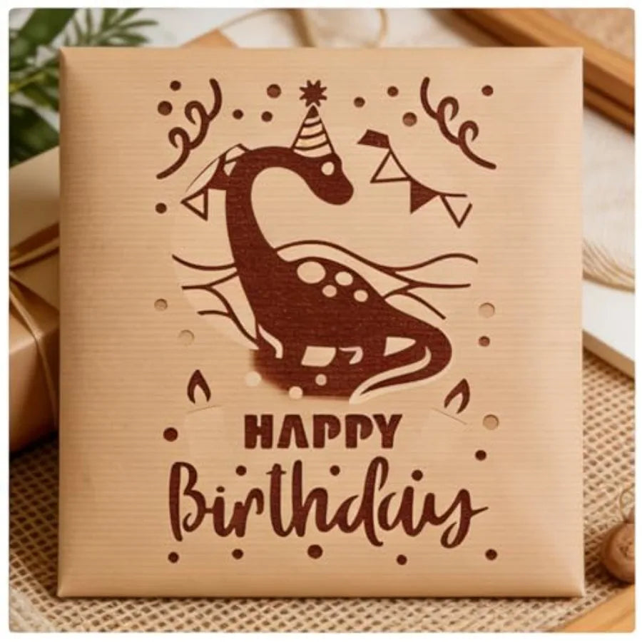 Happy Birthday Stencil Set 4 Pcs for Painting on Plastic Dinosaur Theme