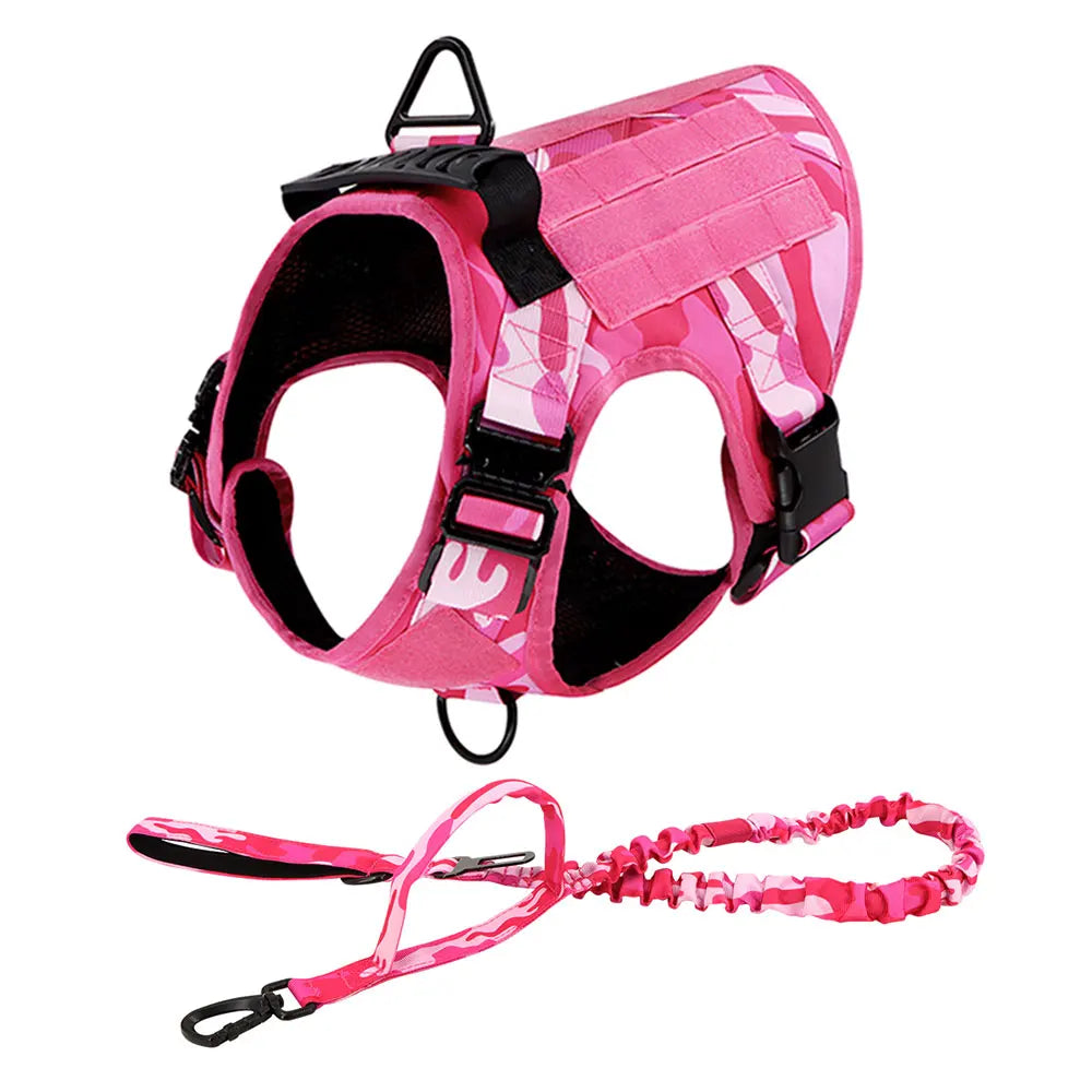 Military Pink Camouflage Dog Harness For Large And Medium Dogs