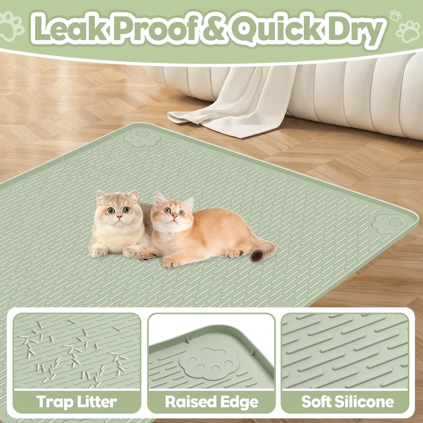 Bartuke Silicone Cat Litter Mat For Scatter Control