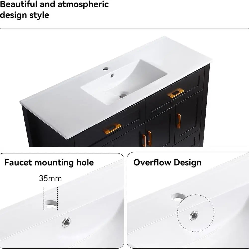 Modern Bathroom Vanity With Sink And 4 Drawers Soft-Close Doors
