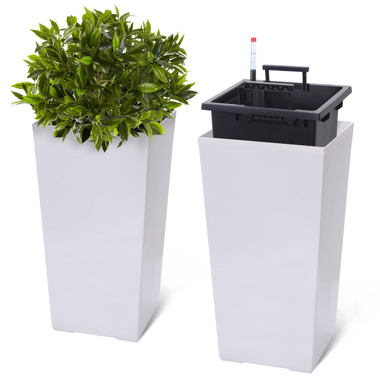 HiMISS Self Watering Planters Set Of 2 For Indoor And Outdoor Use