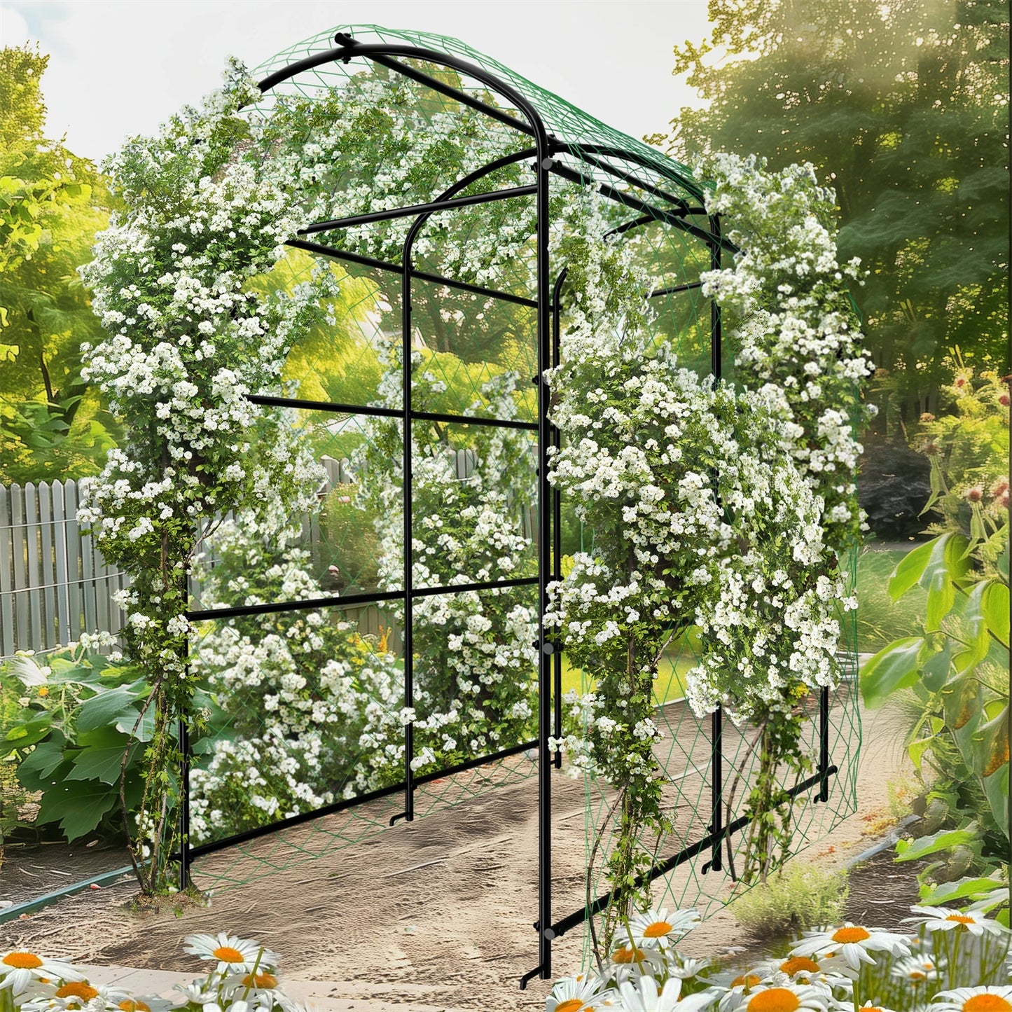 U Shaped Garden Cucumber Trellis With Nylon Netting And Spikes