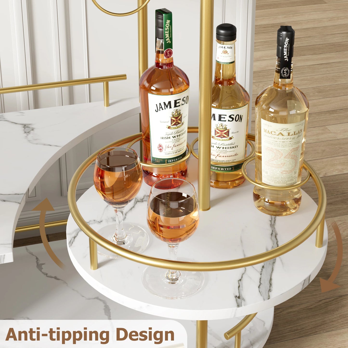 TWISTER.CK Gold Bar Carts 4 Tier Shelves And Wine Rack