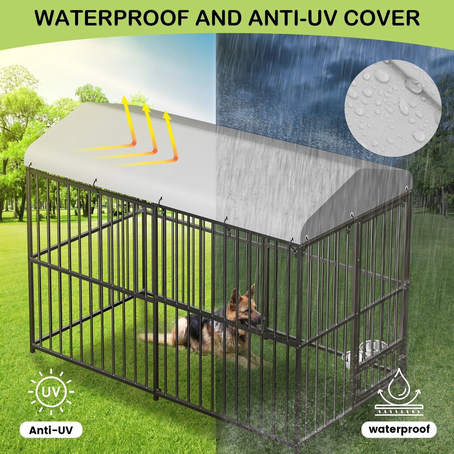HiMISS Galvanized Dog House Kennel Outdoor UV Water Resistant Cover