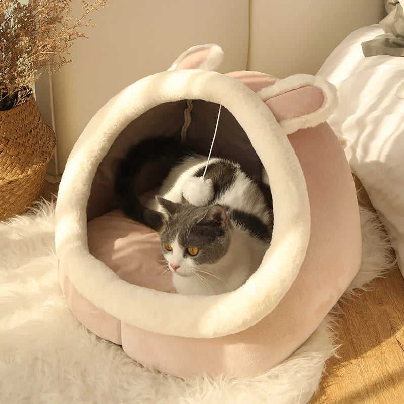 Deep Sleep Cartoon Cat Bed Foldable Washable Pet Bed