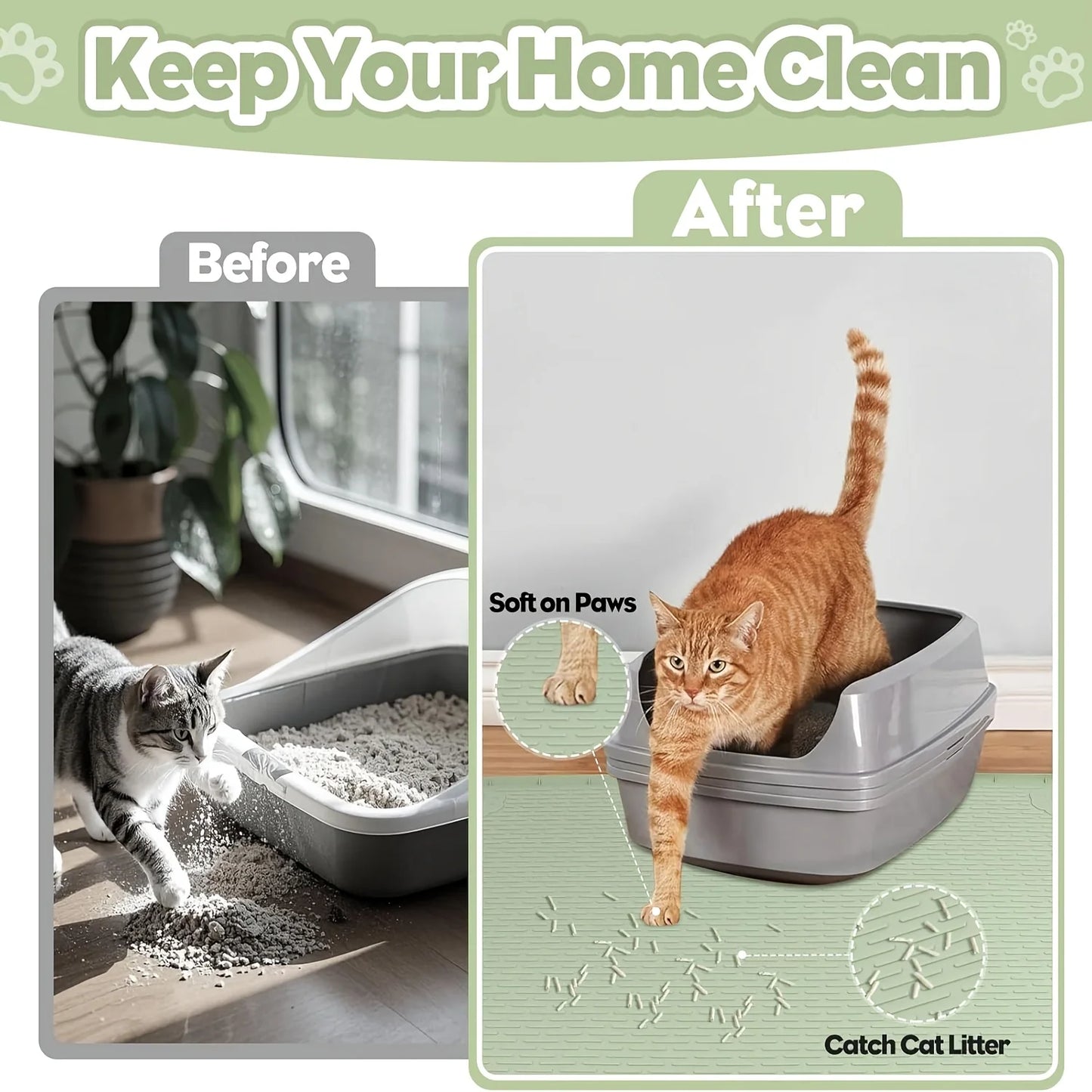 Bartuke Silicone Cat Litter Mat For Scatter Control