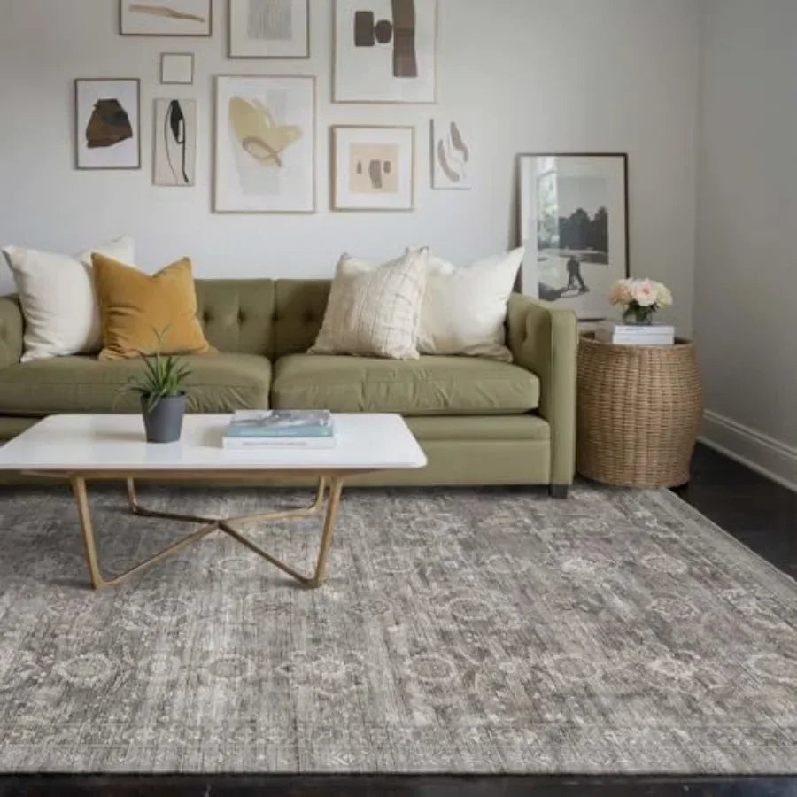 Area Rug For Living Room Kilim Print Non Slip Machine Washable Polyester