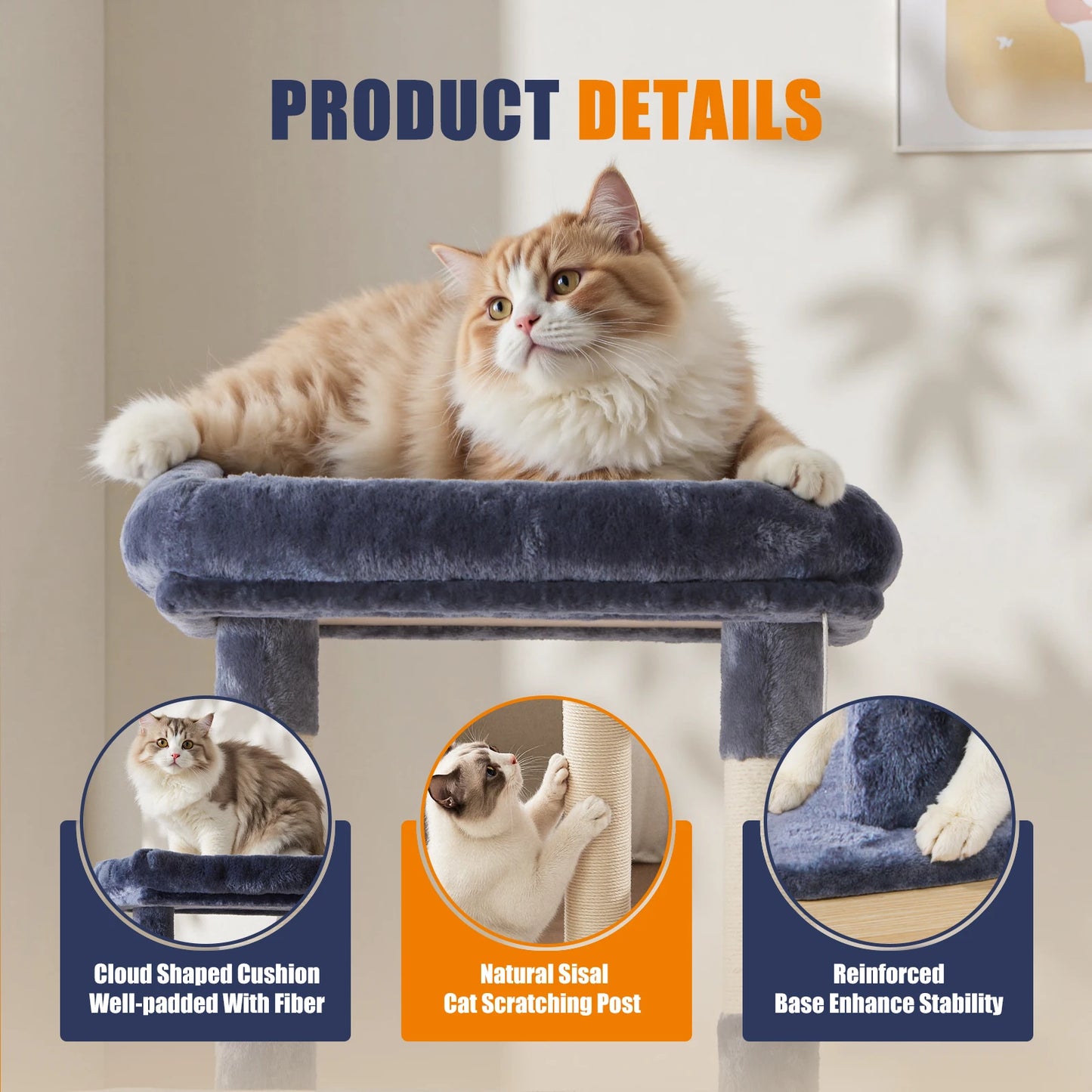 MCQ Cat Tree Tower With Sisal Scratching Posts And Condo