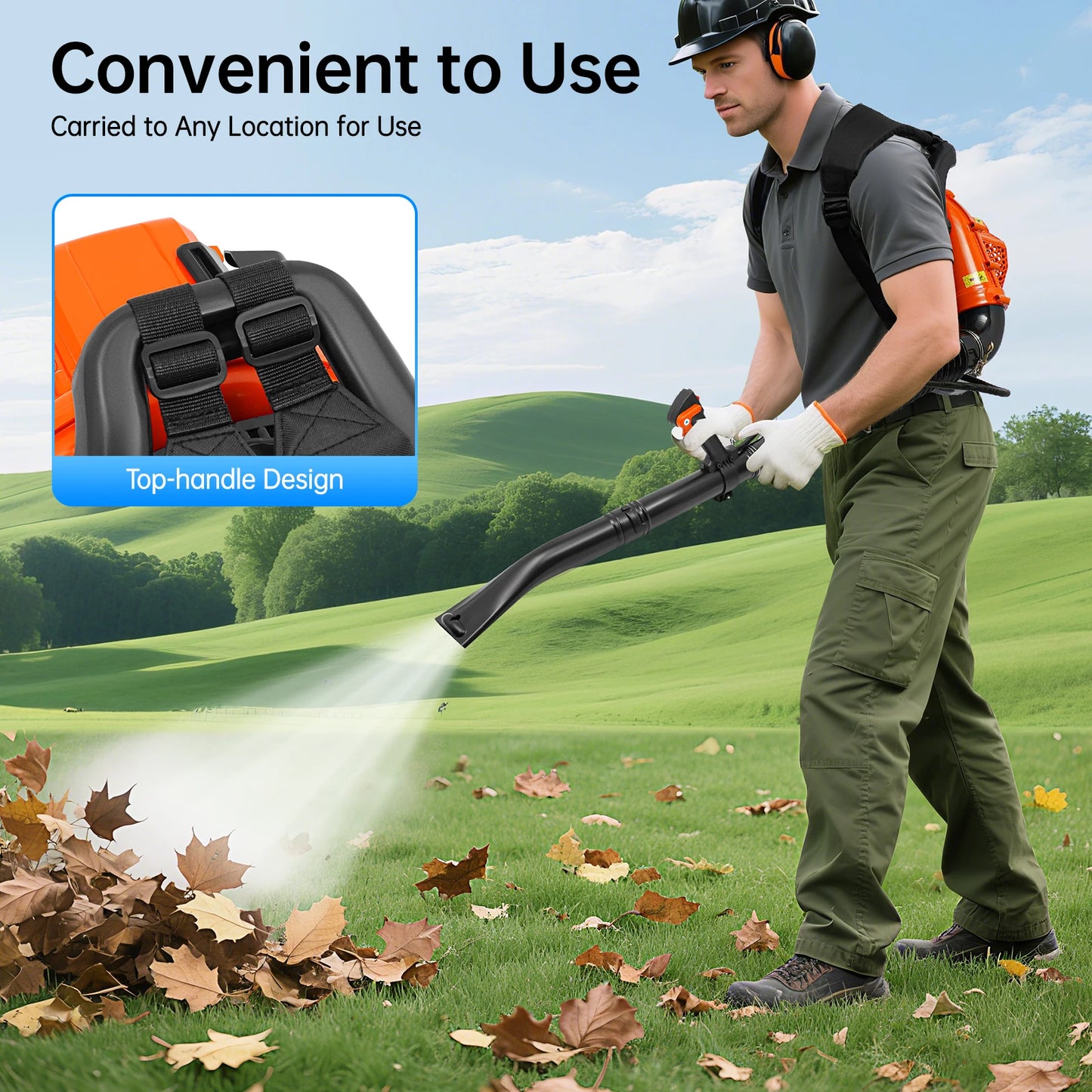 Bymaocar EB808 Two Stroke Backpack Leaf Blower 1.25kW