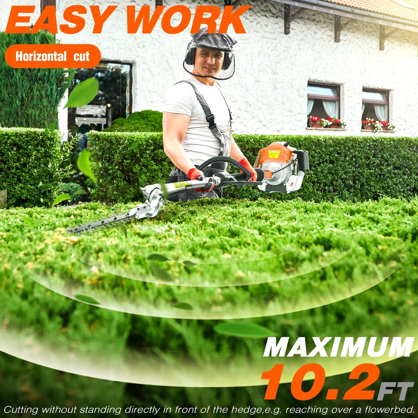 Gas Hedge Trimmer 48cc 2 Stroke Engine With Extension Pole