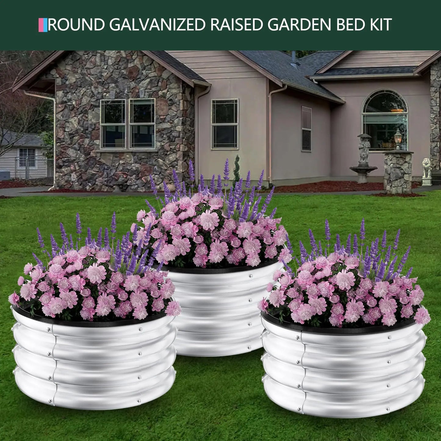 Galvanized Raised Garden Beds Round Planters Heavy Duty Open Bottom
