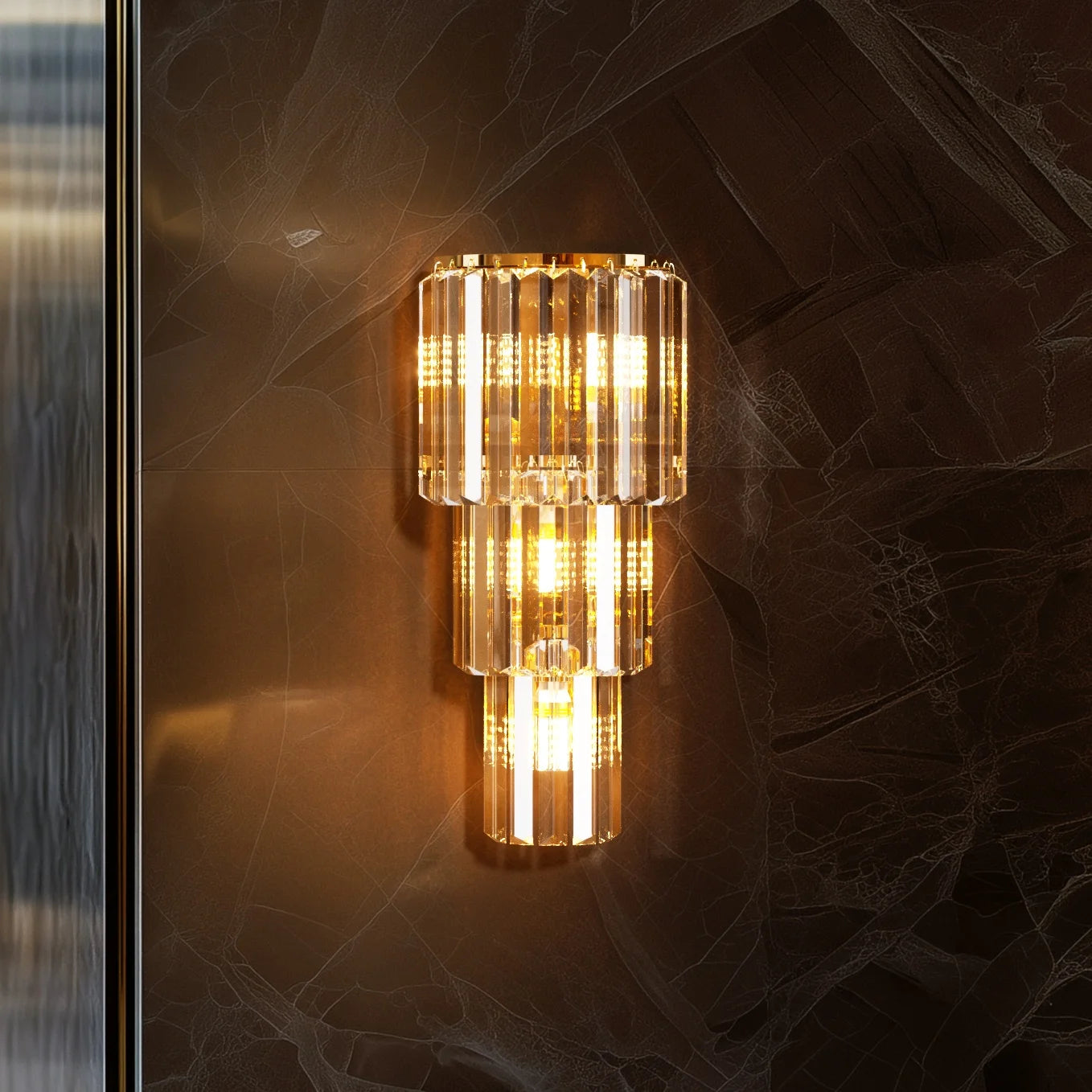 LUVODI Crystal 3-Layer Wall Lamp Sconce With E14 LED