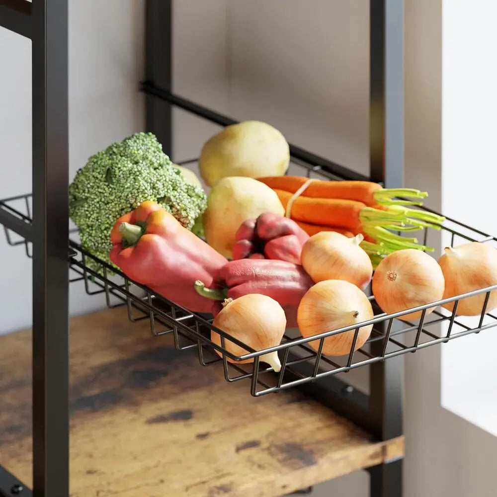 IRONCK Bakers Rack With 2 Storage Cabinets And Power Outlet