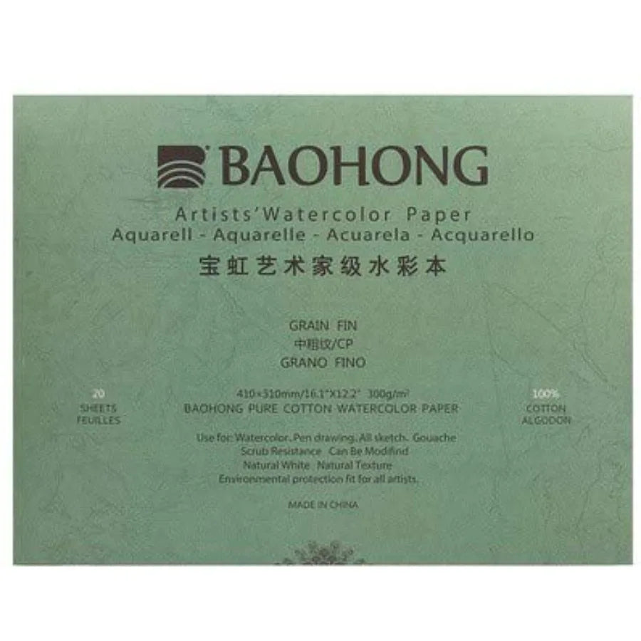 Artists Watercolor Paper Block 20 Sheets 140Lb 100 Percent Cotton