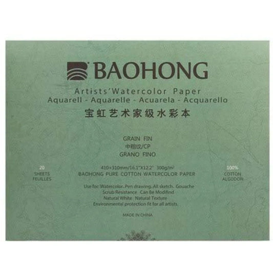 Artists Watercolor Paper Block 20 Sheets 140Lb 100 Percent Cotton