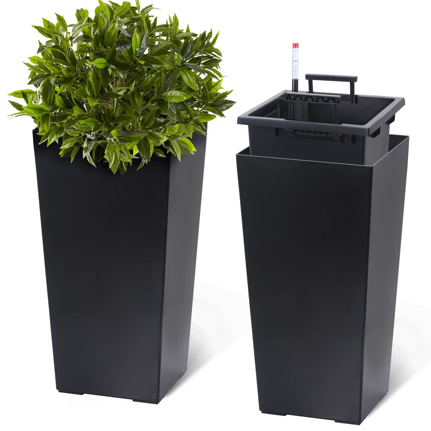 HiMISS Self Watering Planters Set Of 2 For Indoor And Outdoor Use