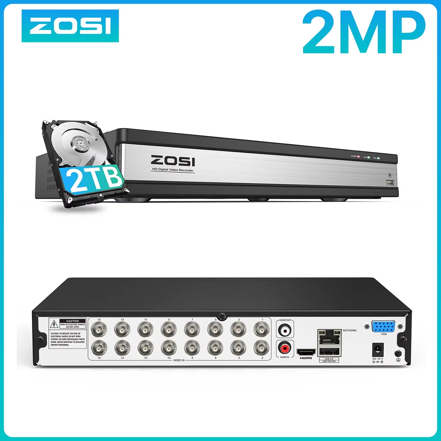 ZOSI 3K Lite H.265+ 16-Channel DVR With AI Detection