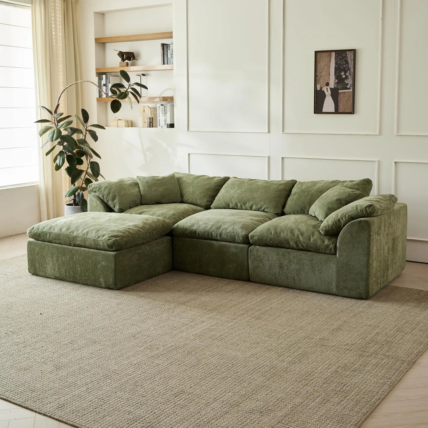 Yeflixvrau Modern Cloud L Shaped Sofa Sectional With Ottoman