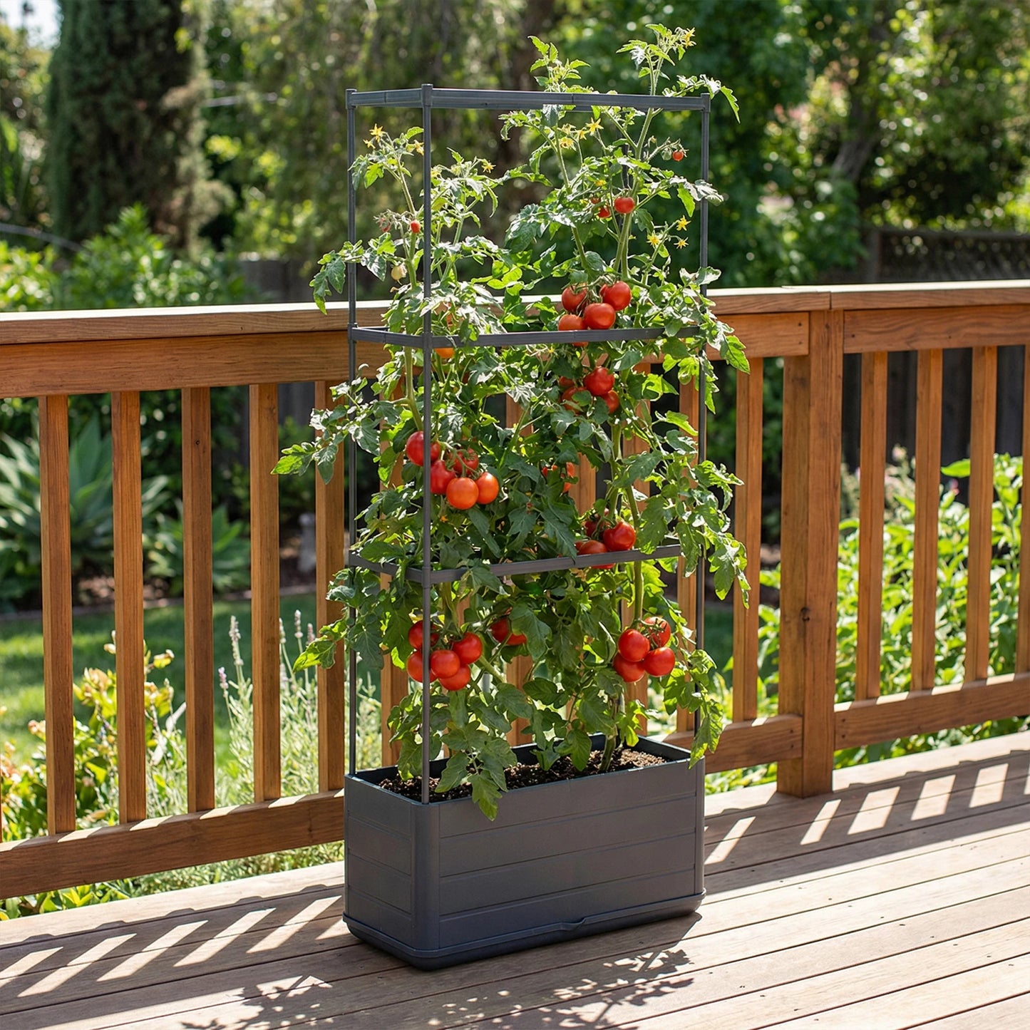 Raised Garden Bed Planter With Trellis Self Watering For Climbing Vegetables
