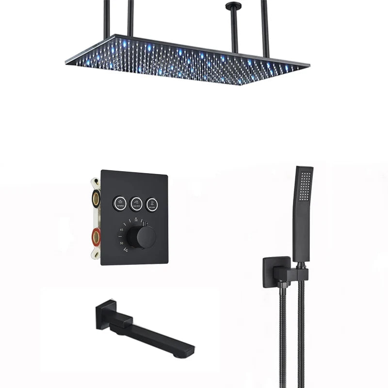 Wanmivezlo LED Brass Rainfall Shower Head Wall Mounted