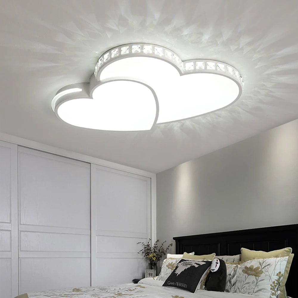 Heart Shaped Crystal LED Ceiling Light Flush Mount for Kids Rooms