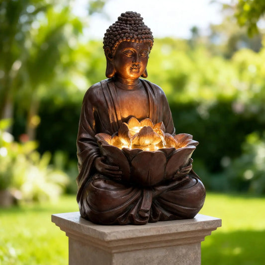 Buddha Outdoor Water Fountain Zen Style Garden With LED Lights