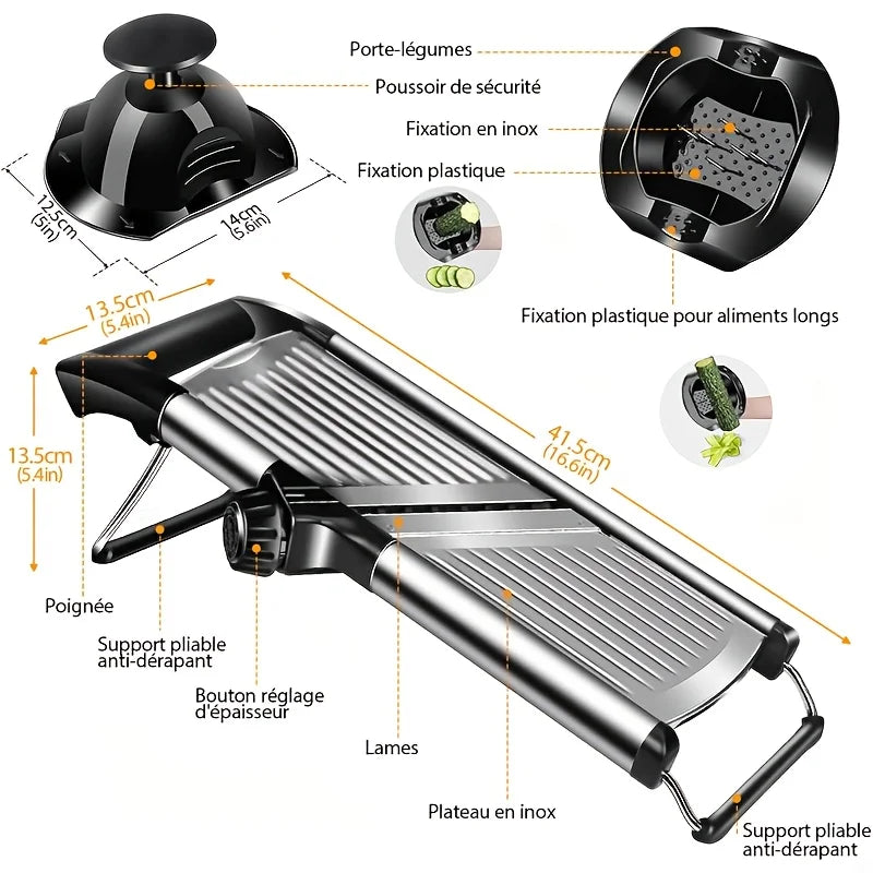 AEDG Stainless Steel Mandoline Slicer With 5 Blades And Guard
