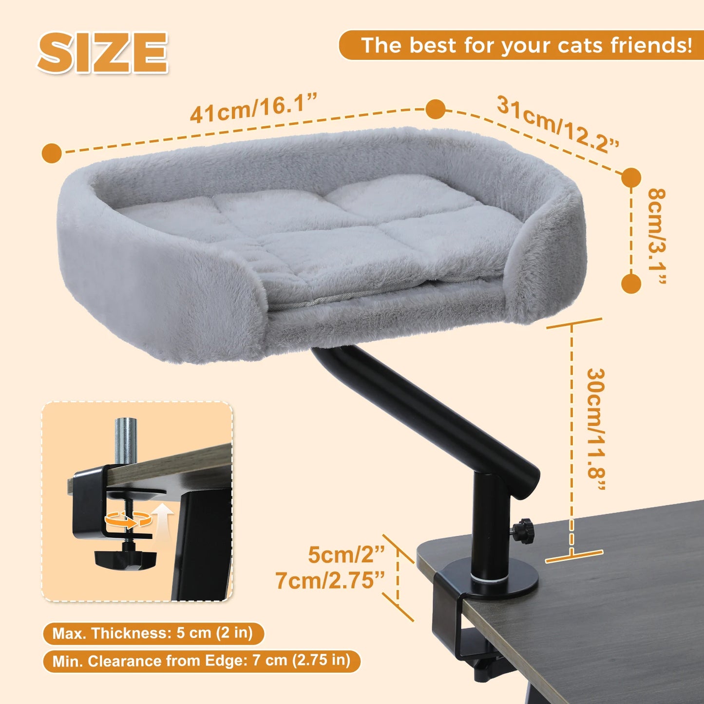 PAWZ Road Cat Desk Bed 360° Rotatable Stand Indoor Cats