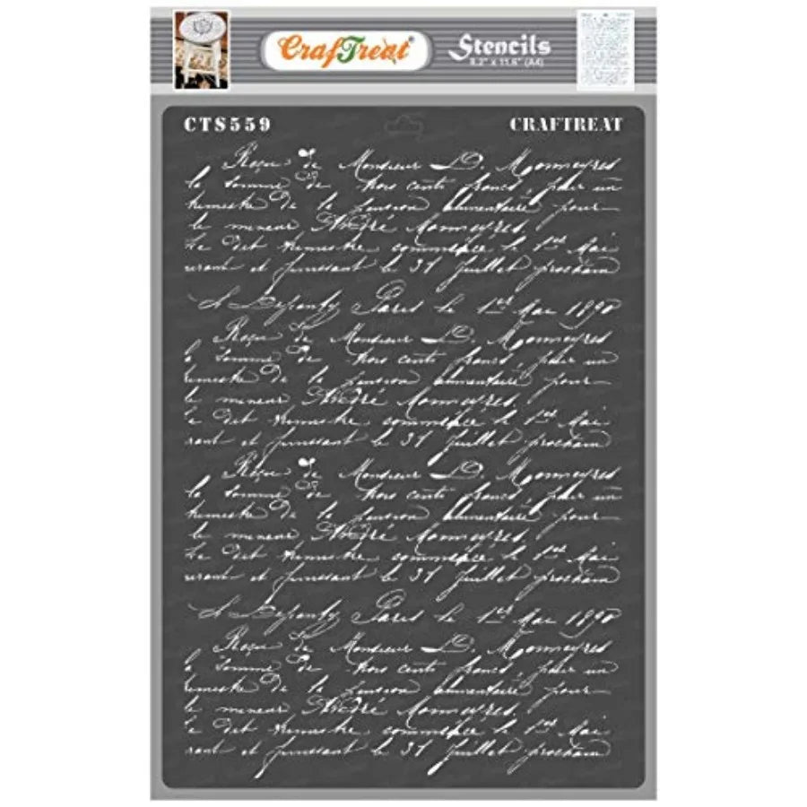 Reusable French Script Writing Stencils For Furniture And Crafts