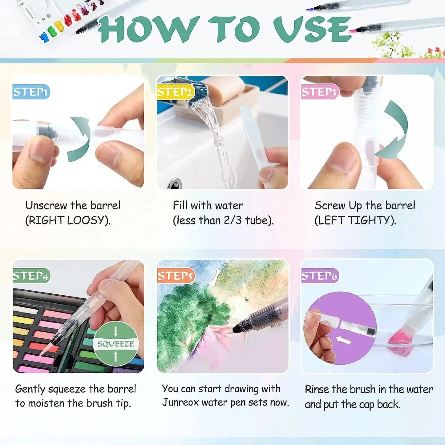 Yutiars Watercolor Brush Pens Refillable Set For Painting