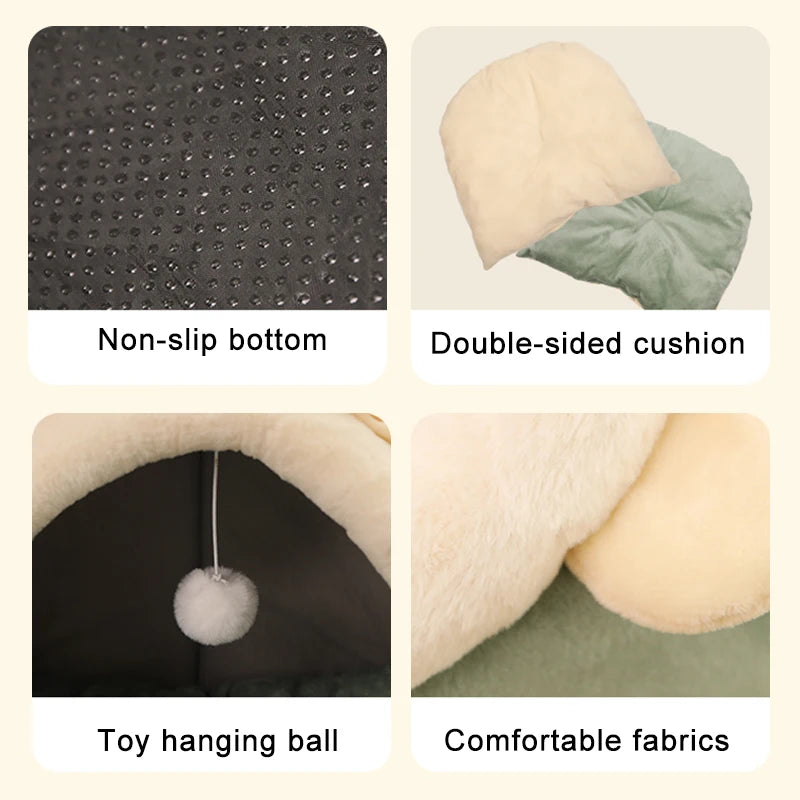 Deep Sleep Cartoon Cat Bed Foldable Washable Pet Bed
