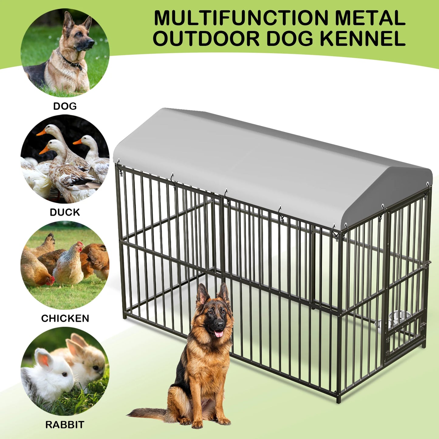 HiMISS Galvanized Dog House Kennel Outdoor UV Water Resistant Cover
