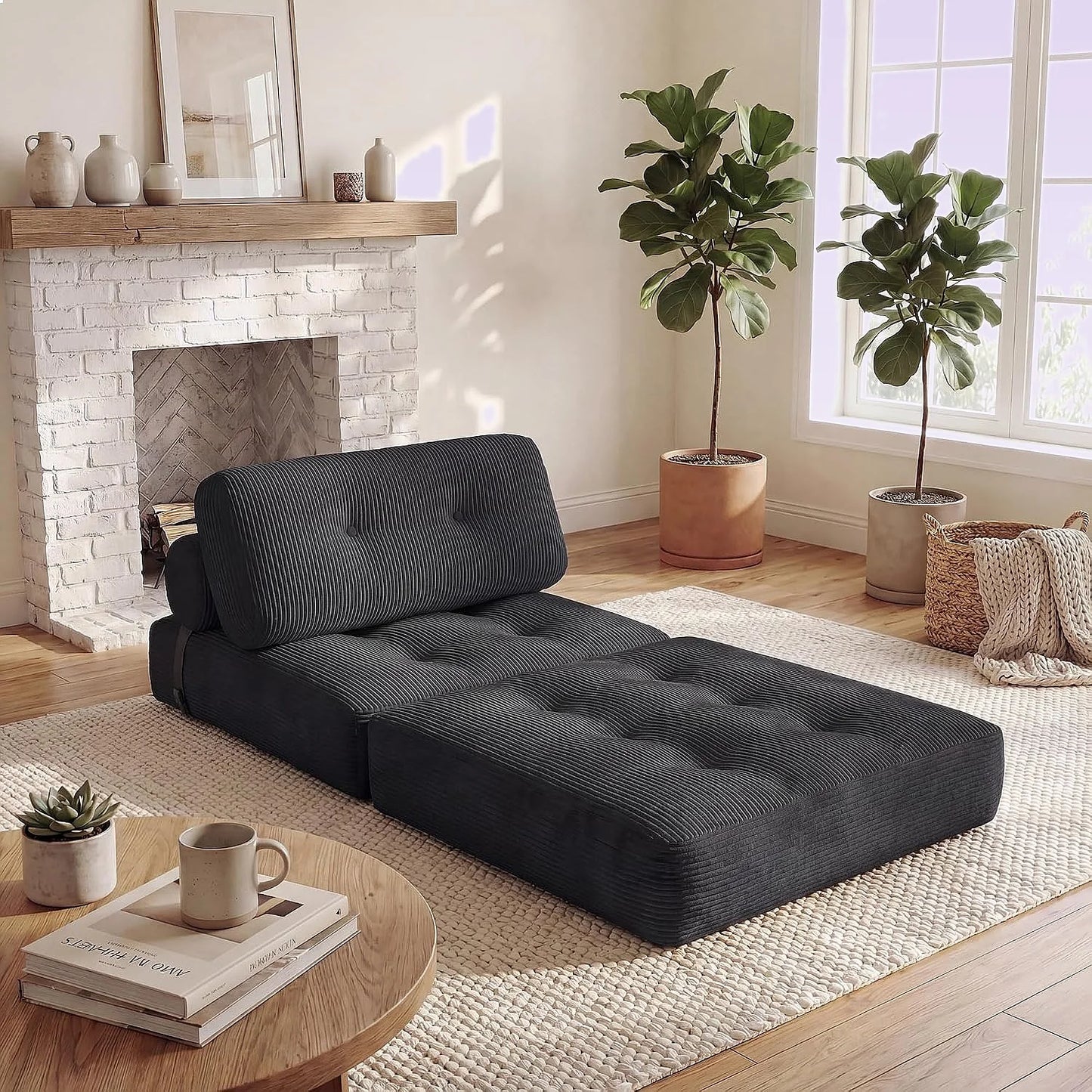 COSTWAY Folding Sofa Bed With Pillow Convertible Couch Sleeper
